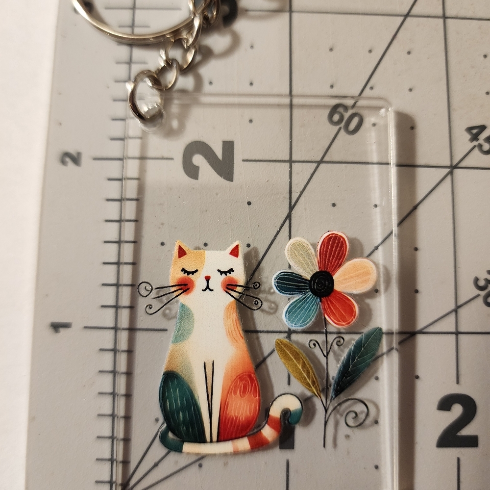Colorful Cat Keychain with Tassel - Picture 4 of 4